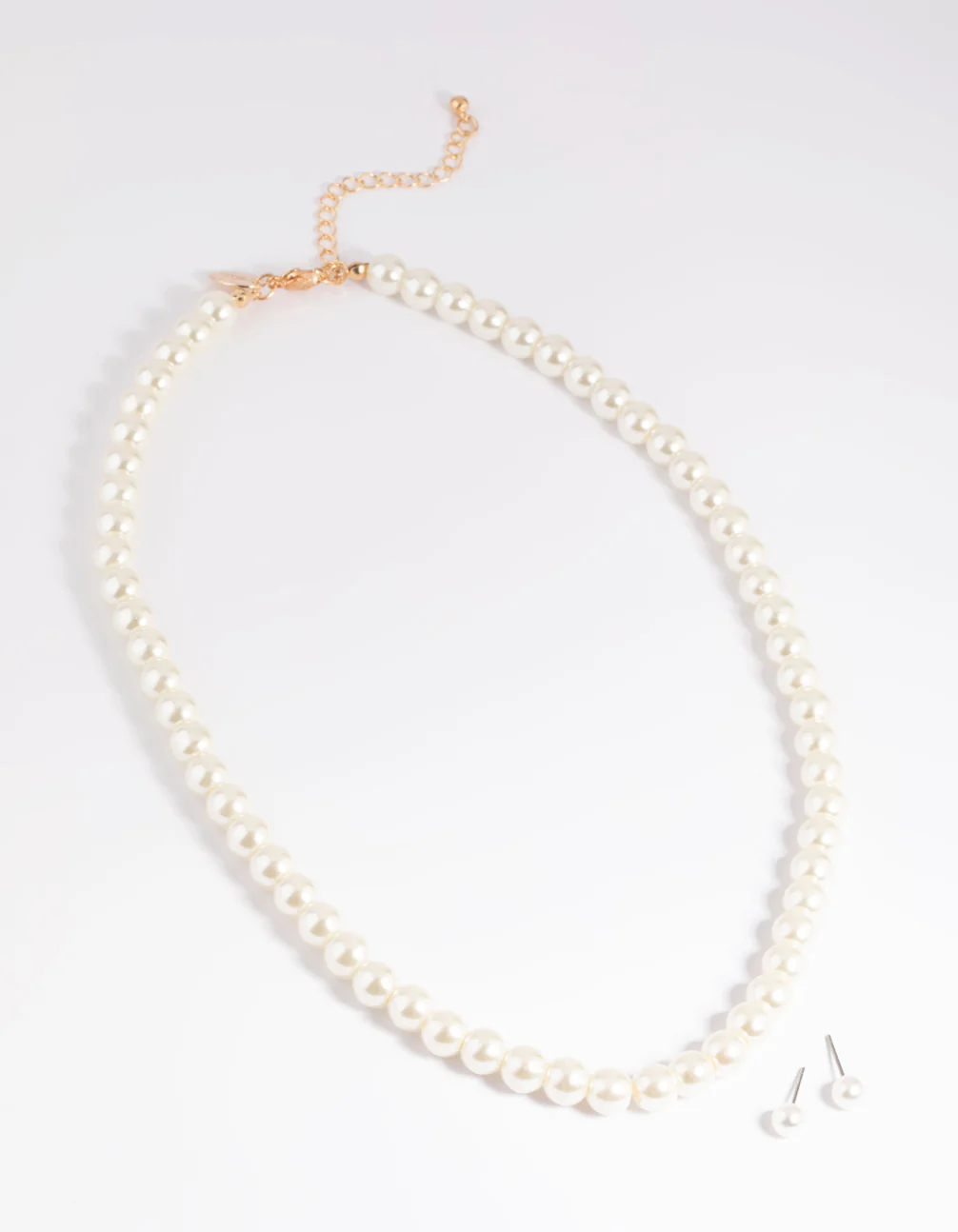 Gold Pearl Necklace & Earring Set - Image 2