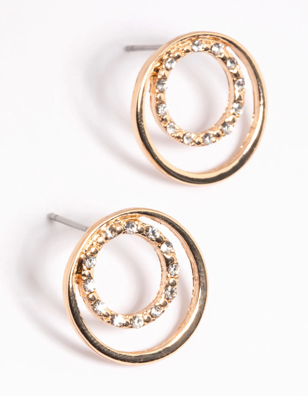 Gold Diamante Circle Necklace & Earrings Set - Image 3