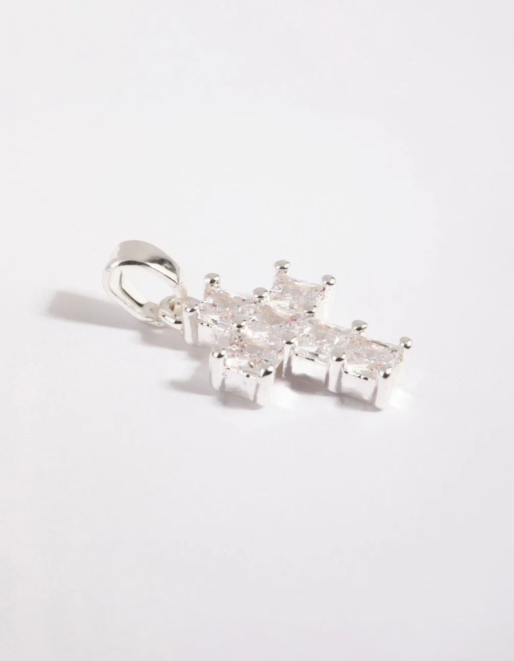 Silver Plated Cubic Zirconia Cross Charm - Image 2