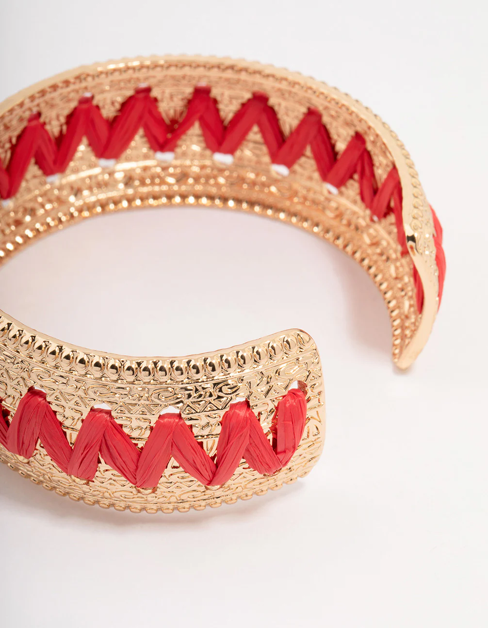 Natural Raffia Textured Wrist Cuff - Image 3