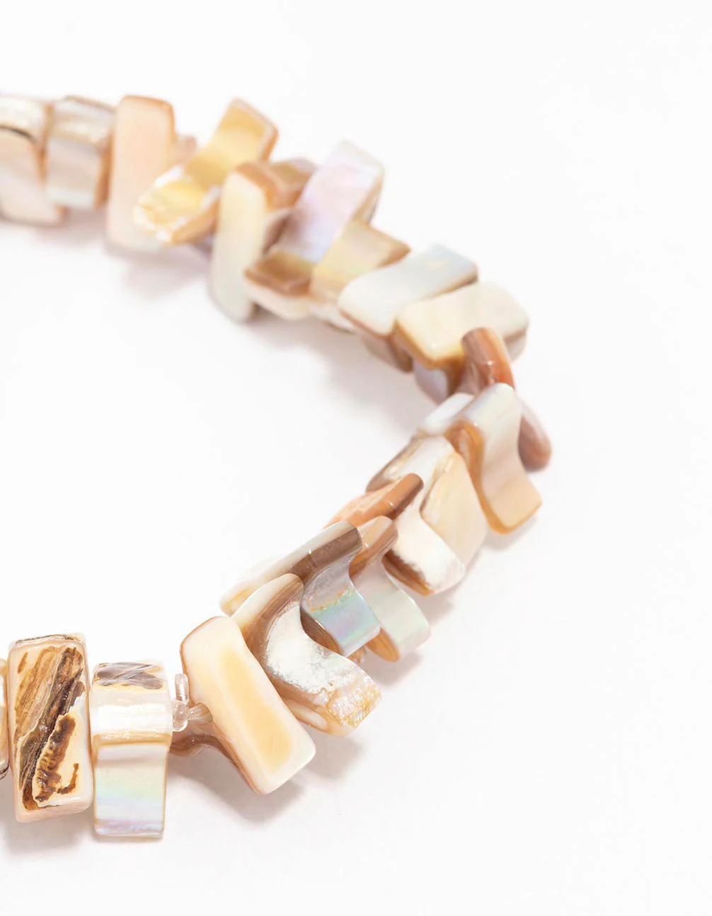 Neutral Mixed Bead Stretch Bracelet - Image 2