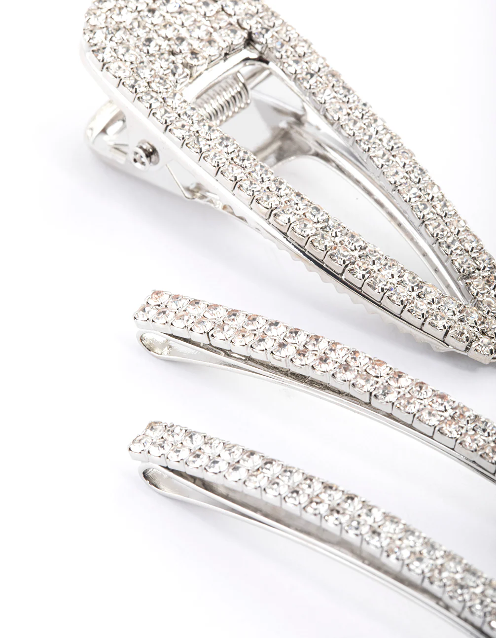 Silver Diamante Mixed Slide Claw Clip Pack - Image 3