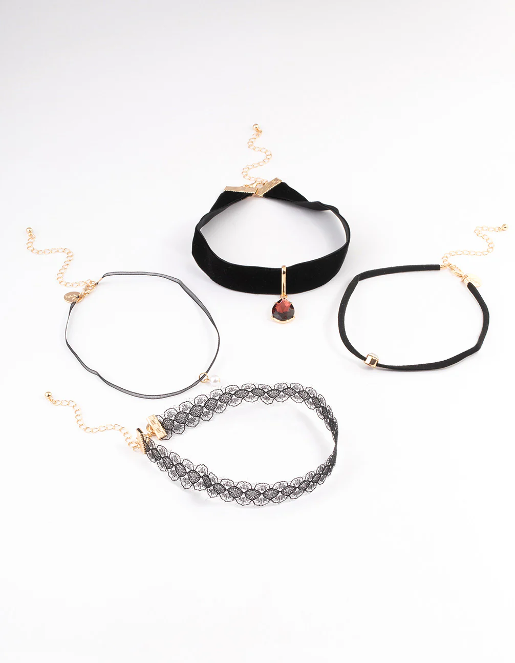 Gold Lace Teardrop Choker 4-Pack