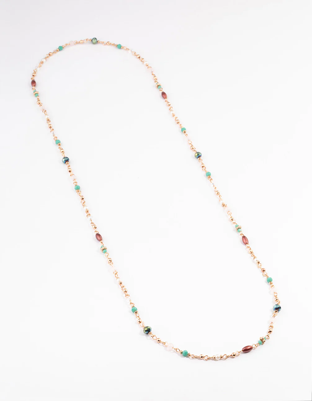 Gold Mixed Facet Beaded Long Necklace - Image 4