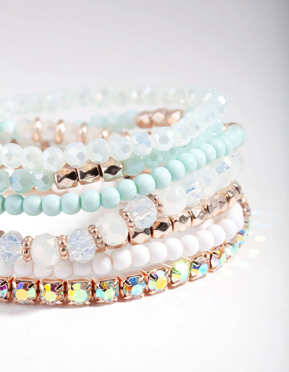 Rose Gold Blue Facet Bead bracelet 6-Pack - Image 2