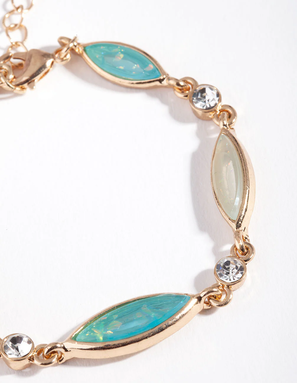 Gold Diamante & Blue Stone Bracelet - Image 2