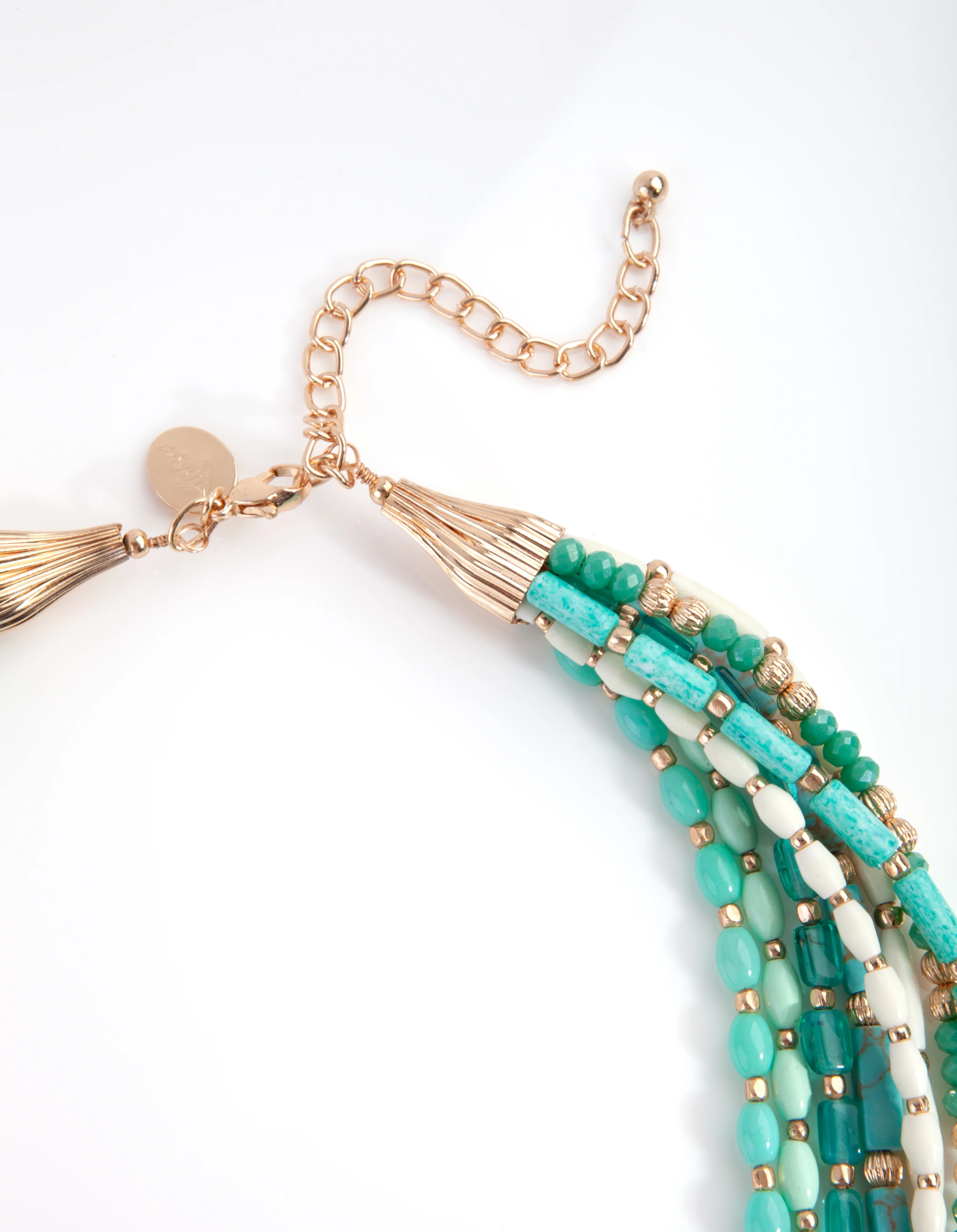 Gold Aqua Multi Bead Necklace - Image 3