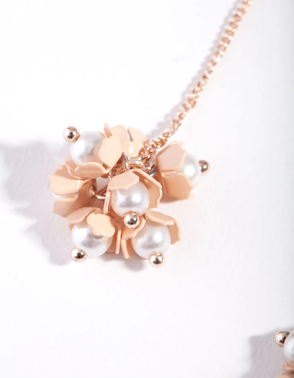 Rose Gold Pink Small Cluster Flower Drop Earrings - Image 4