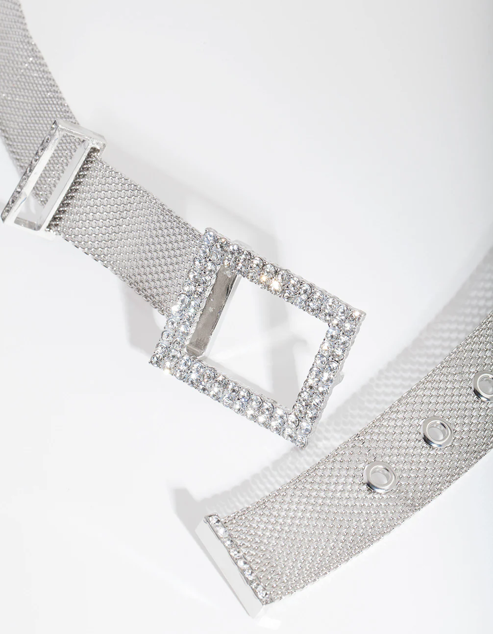 Silver Diamante Square Belt