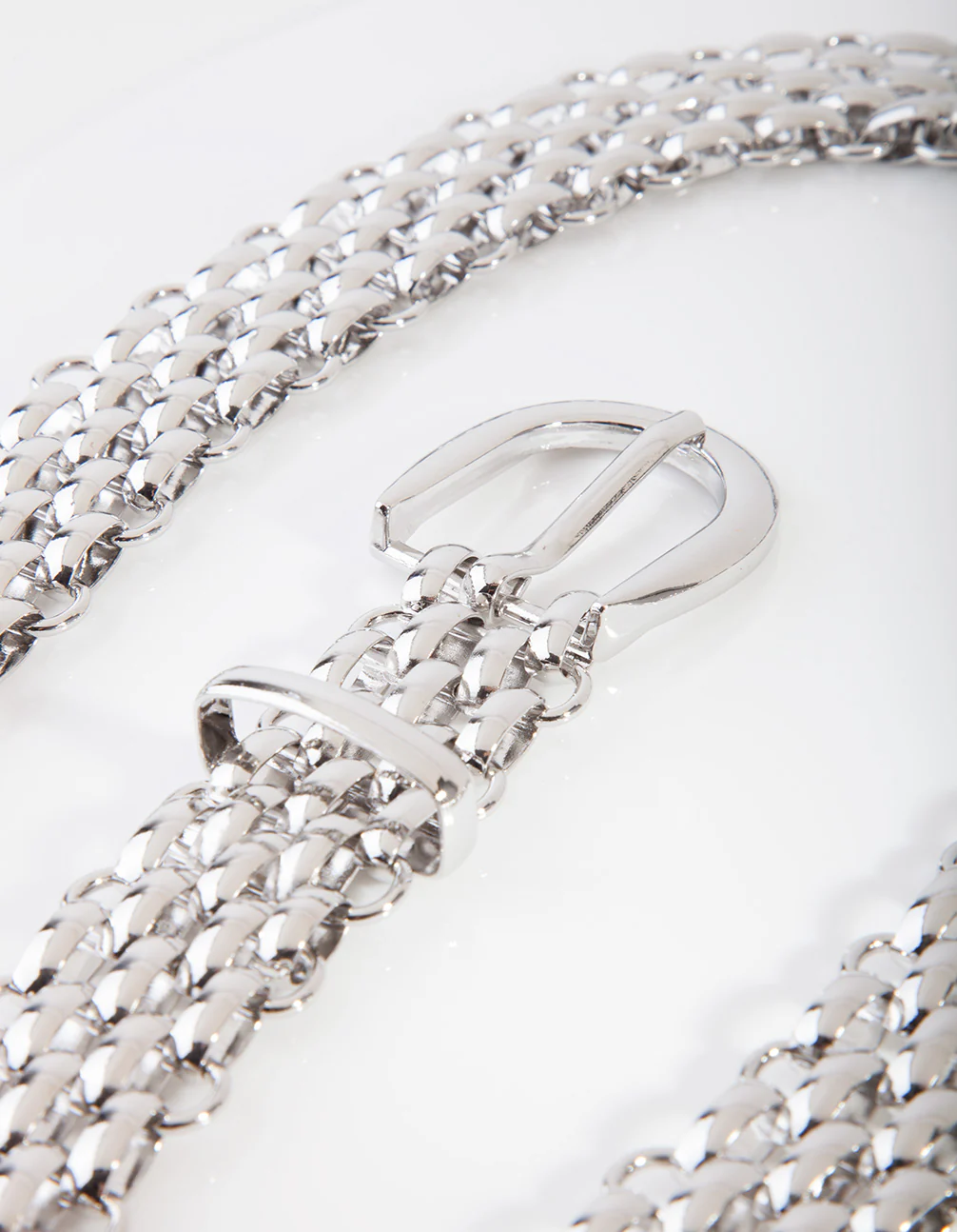 Silver Woven Chain Belt