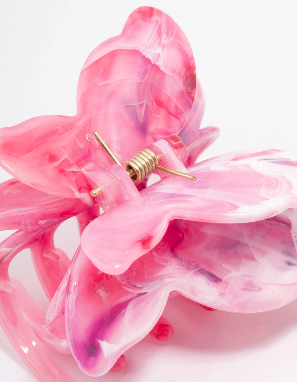Pink Marble Butterfly Hair Claw Clip - Image 3