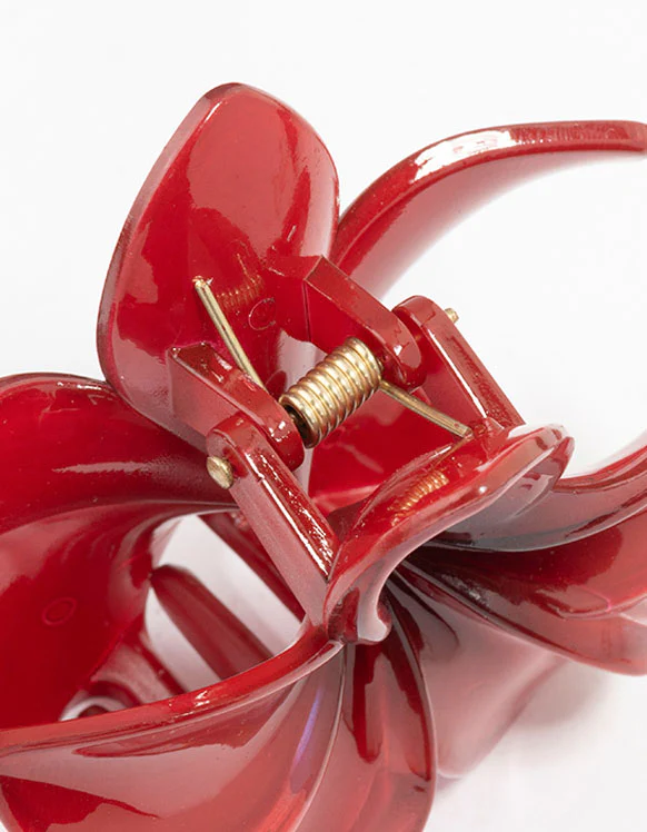 Burgundy Hibiscus Flower Claw Clip - Image 3