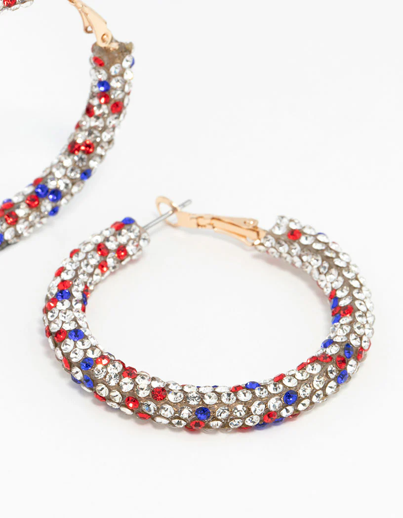 Plastic Medium Diamante Hoop Earrings - Image 3