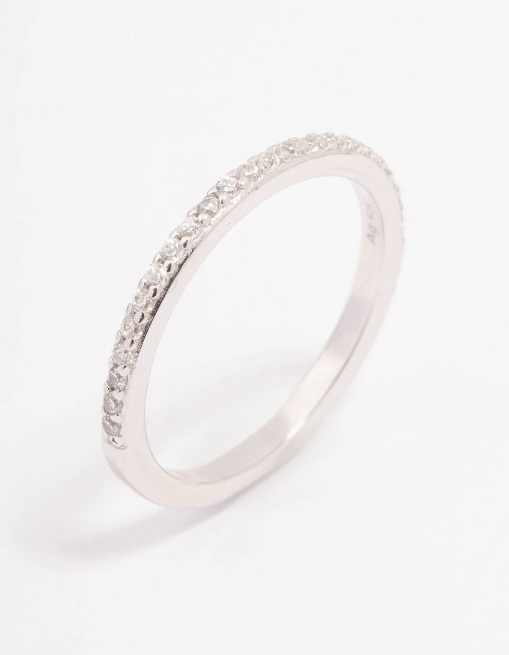 Platinum Sterling Silver Cubic Zirconia Pave Ring - Image 2