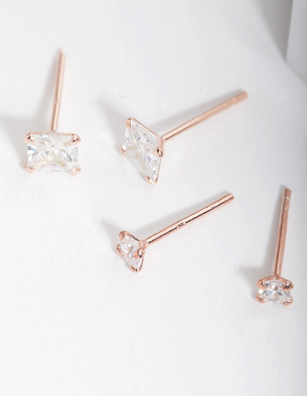 Rose Gold Plated Sterling Silver Cubic Zirconia Stud Earring Pack - Image 3
