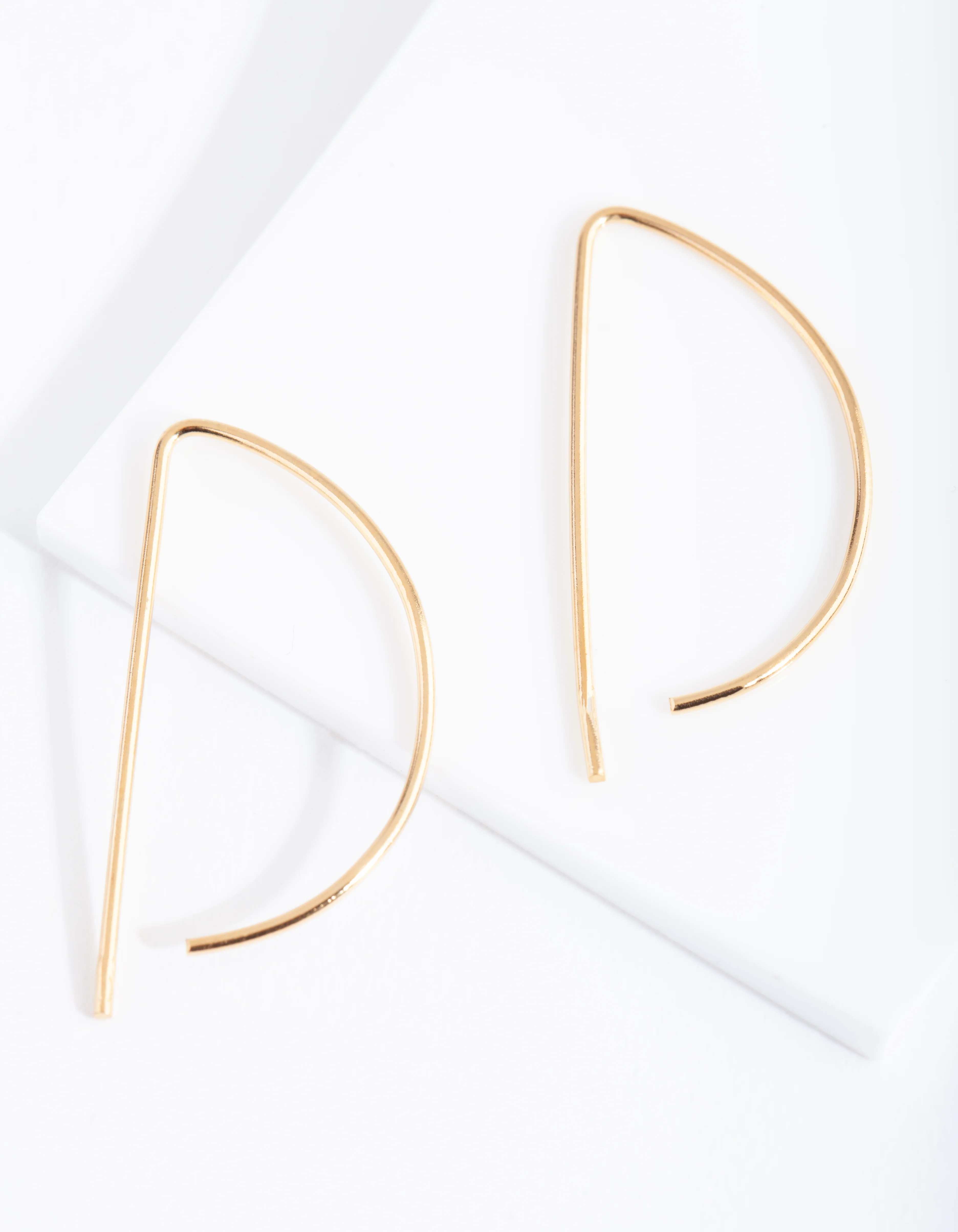 Gold Plated Sterling Silver Half Circle Thread Through Earrings
