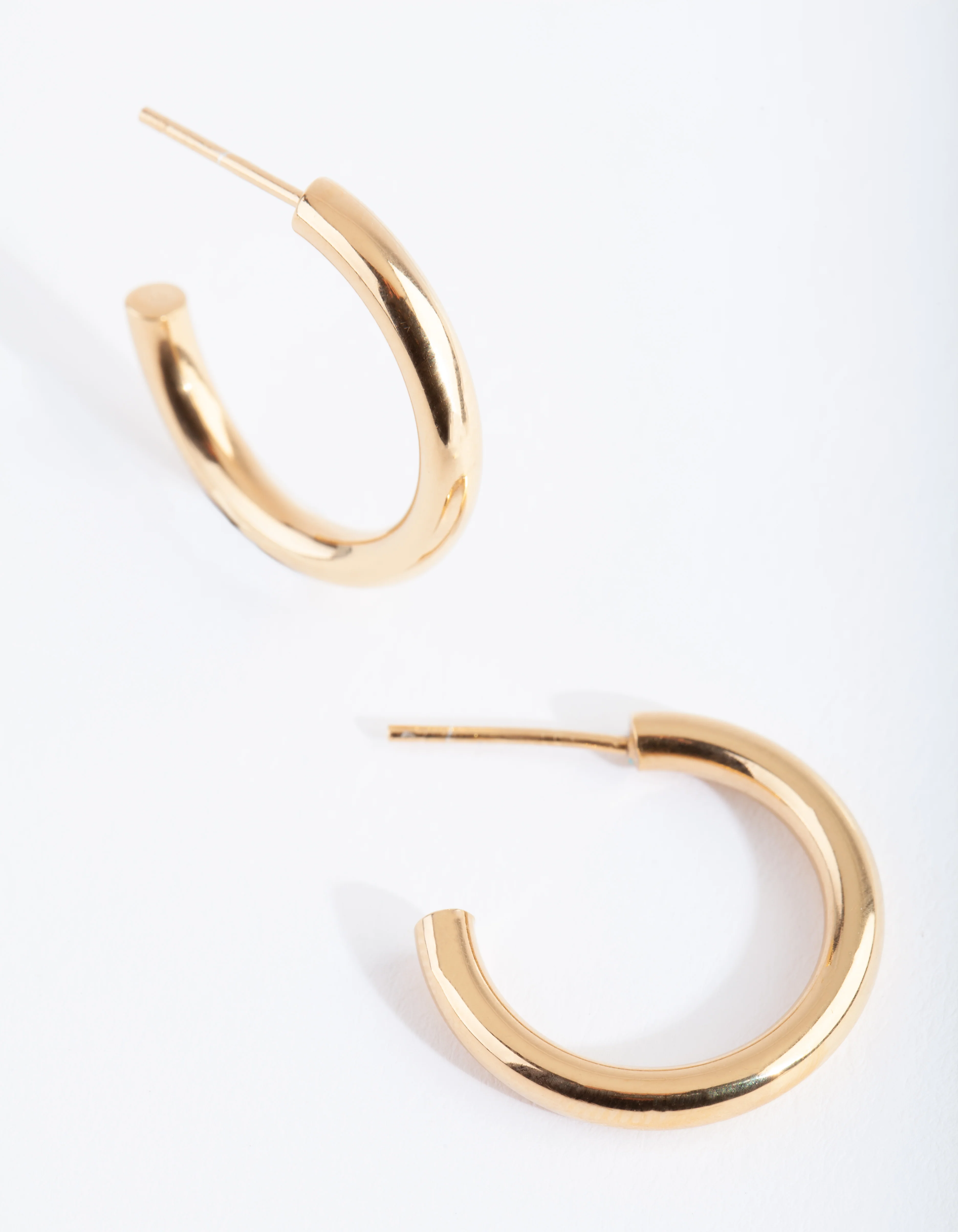 Gold Plated Sterling Silver Chubby Hoop Earrings - Image 5