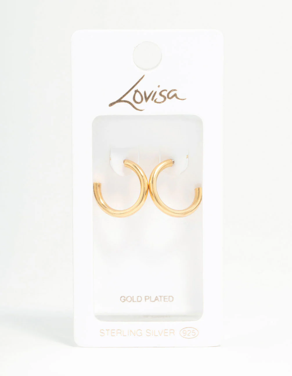 Gold Plated Sterling Silver Chubby Hoop Earrings - Image 6
