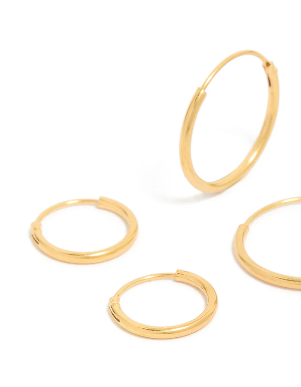 Gold Plated Sterling Silver Classic Hoop Earring Pack - Image 3