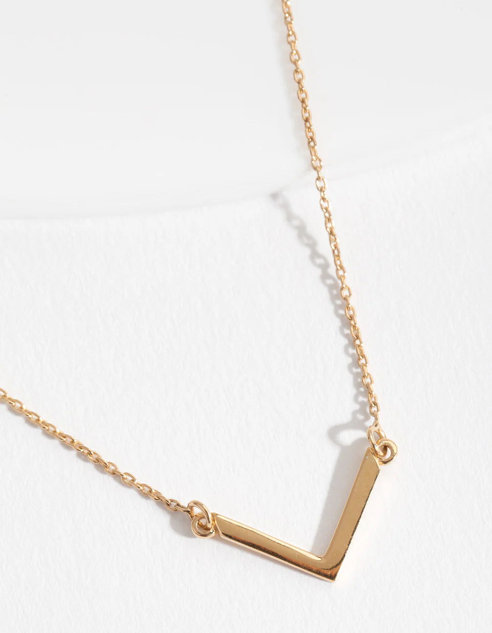 Gold Plated Sterling Silver V Pendant Necklace - Image 4