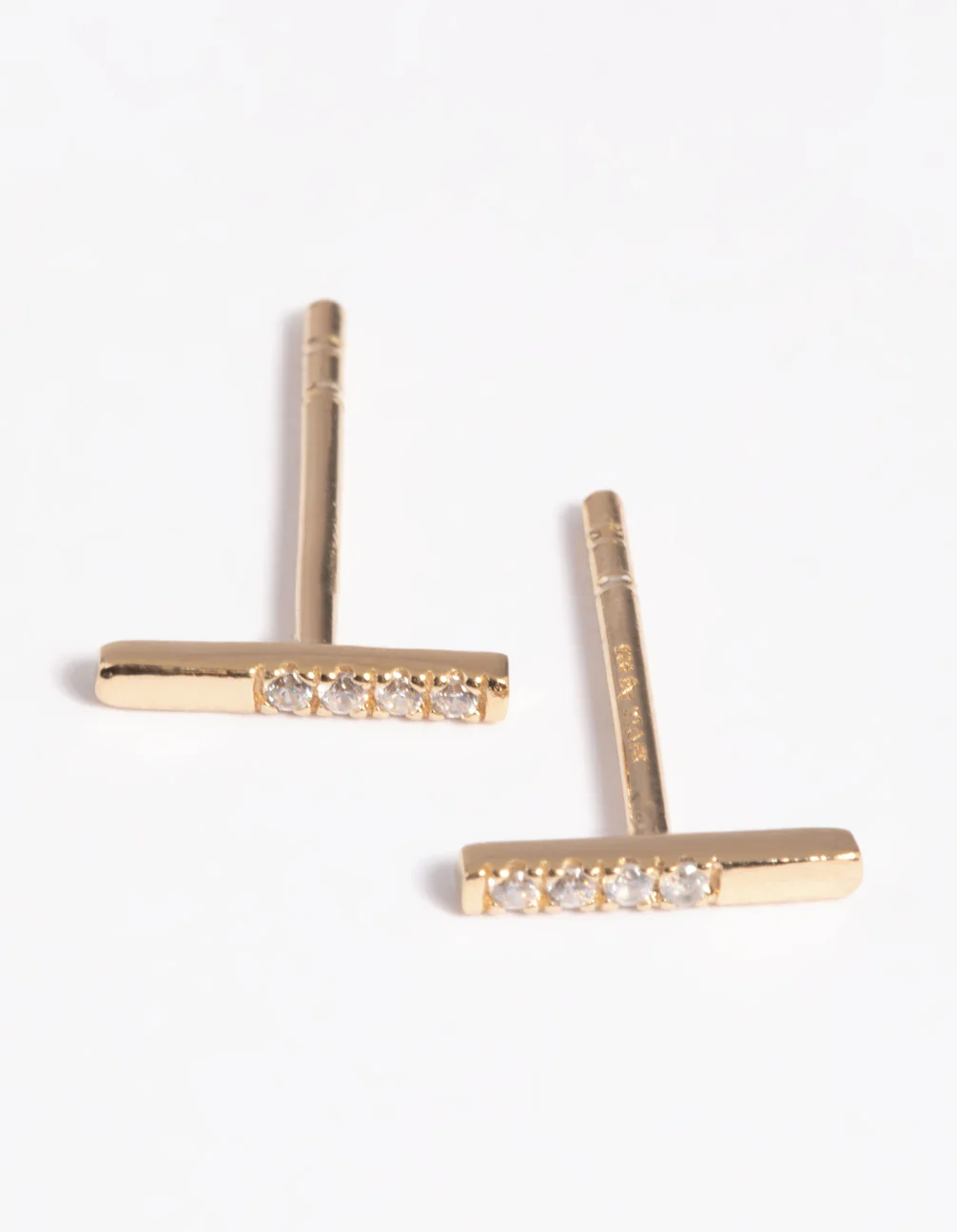 Gold Plated Sterling Silver Cubic Zirconia Stud Earrings - Image 3