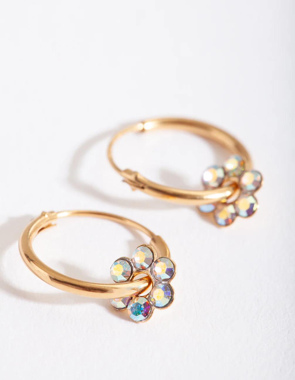 Gold Plated Sterling Silver Flower Hoop Earrings - Image 4