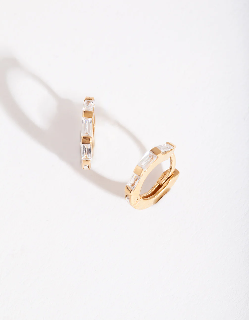 Gold Plated Sterling Silver Gem Huggie Earrings - Image 8
