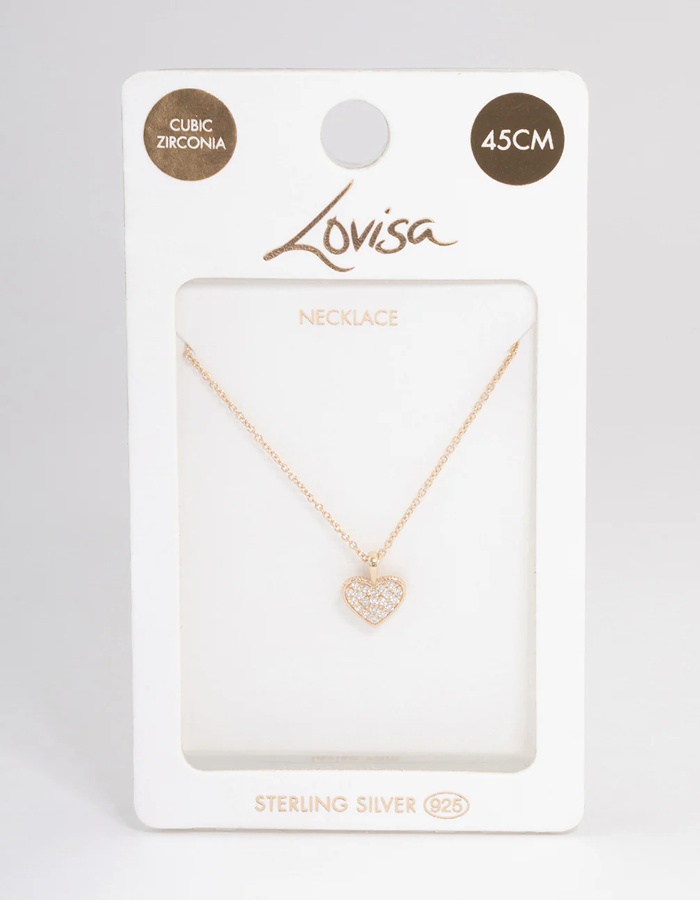 Gold Plated Sterling Silver Pave Cubic Zirconia Heart Necklace - Image 5