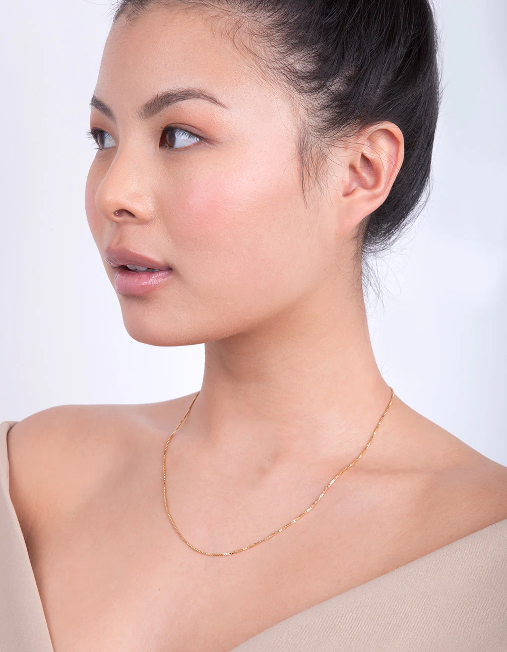 Gold Plated Sterling Silver Box Chain Necklace - Image 2