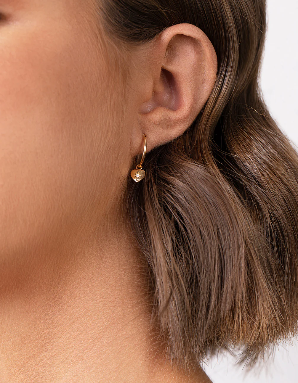 Gold Plated Sterling Silver Mini Heart Hoop Earring - Image 4