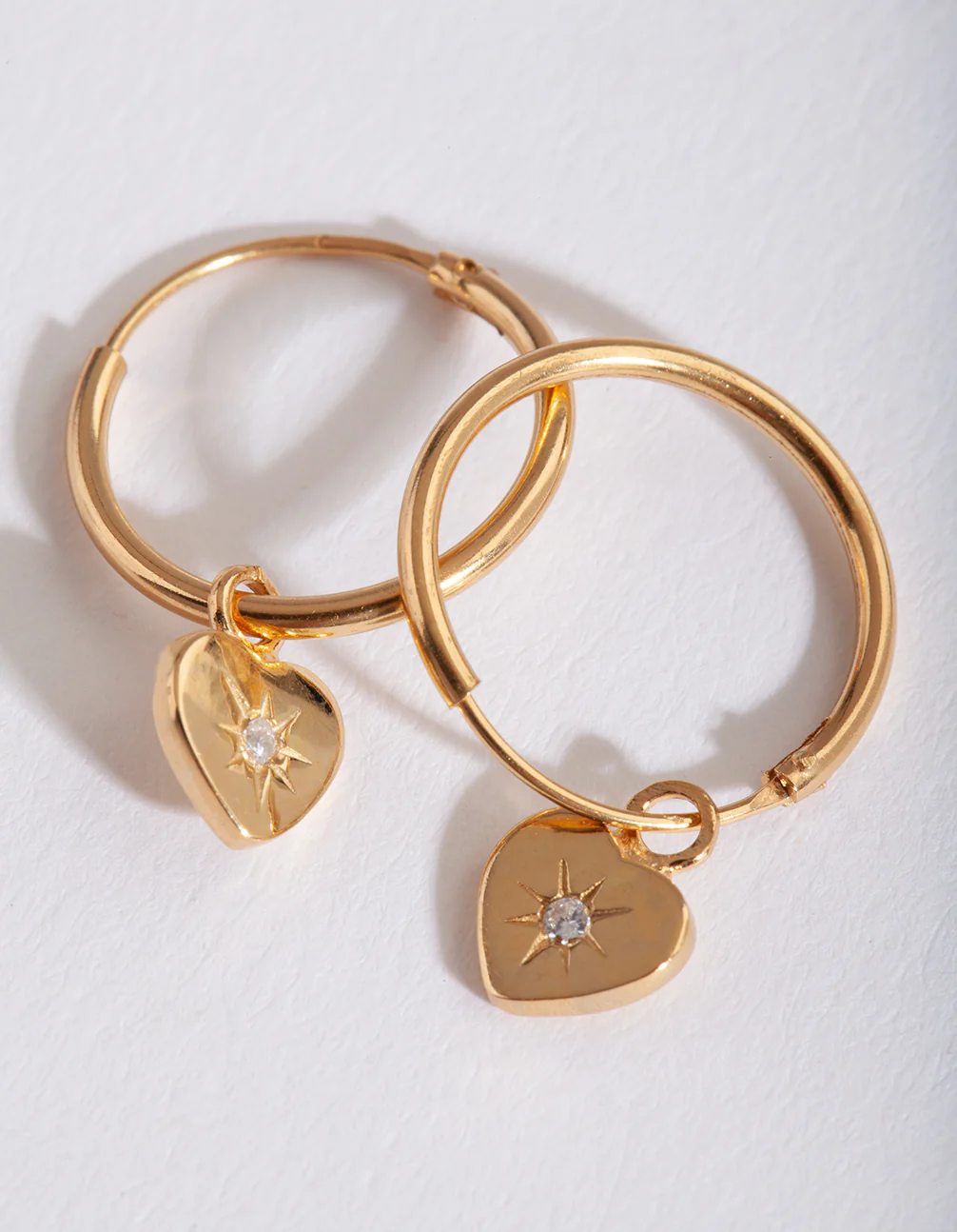 Gold Plated Sterling Silver Mini Heart Hoop Earring - Image 7