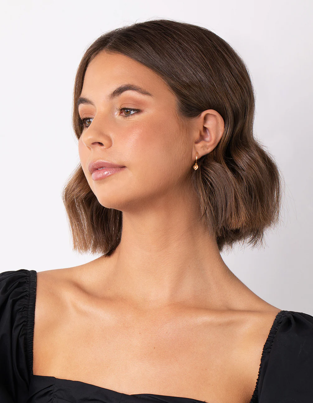 Gold Plated Sterling Silver Mini Heart Hoop Earring - Image 9