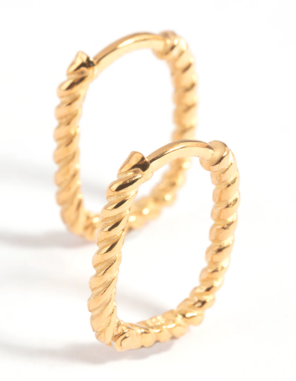 Gold Plated Sterling Silver Twisted Huggie Hoop Earrings - Image 5