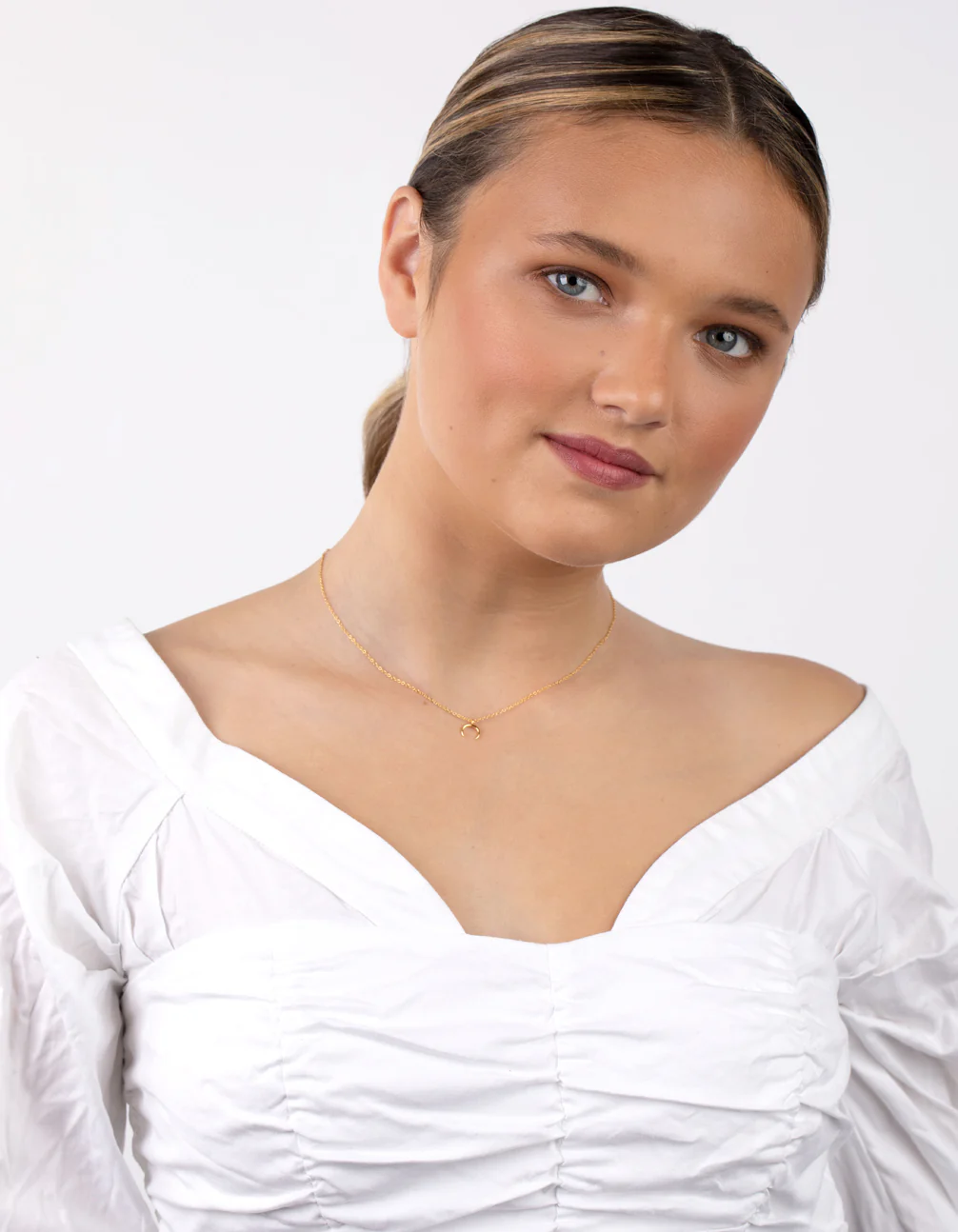 Gold Plated Sterling Silver Crescent Moon Necklace - Image 2