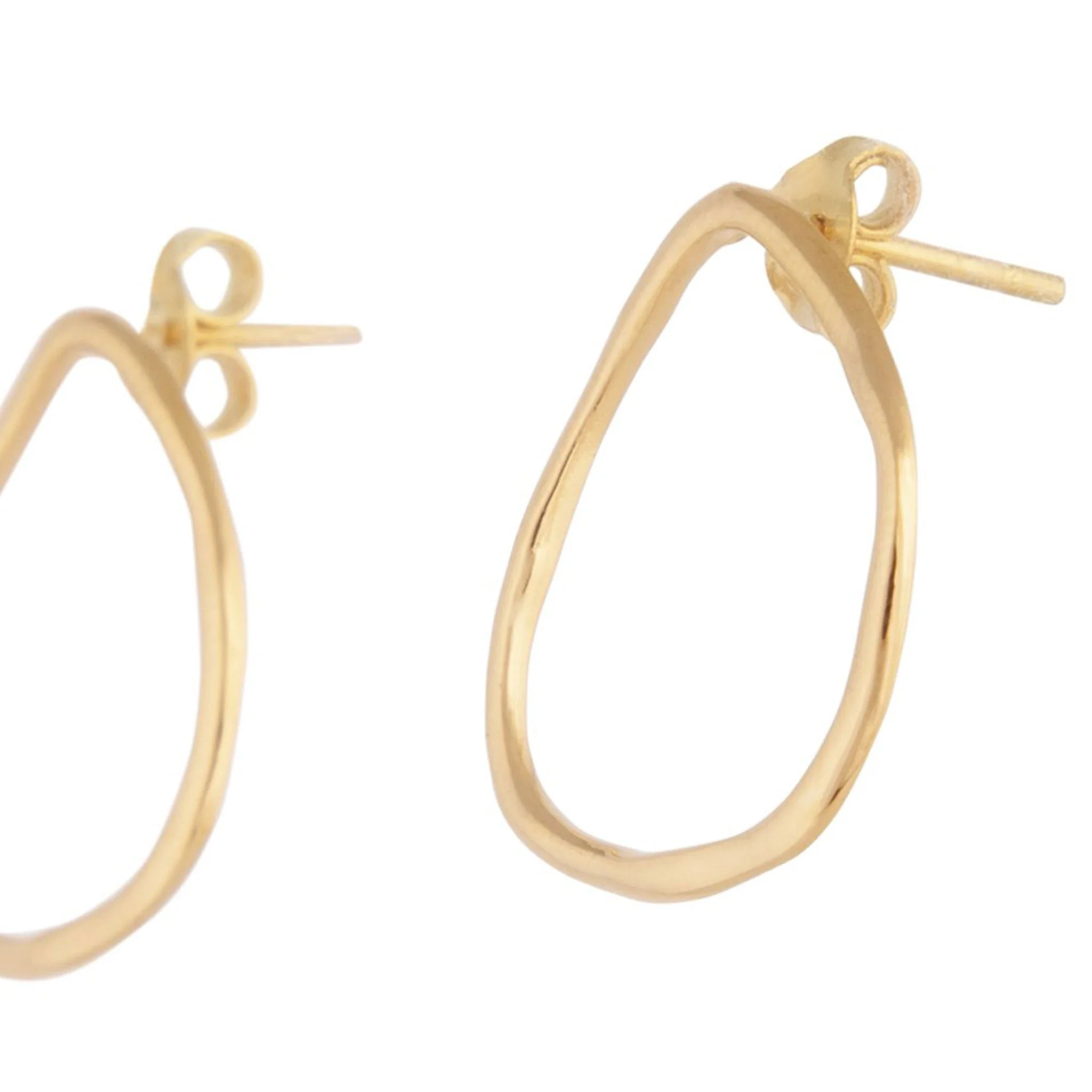 Gold Plated Sterling Silver Organic Circle Earrings - Image 3
