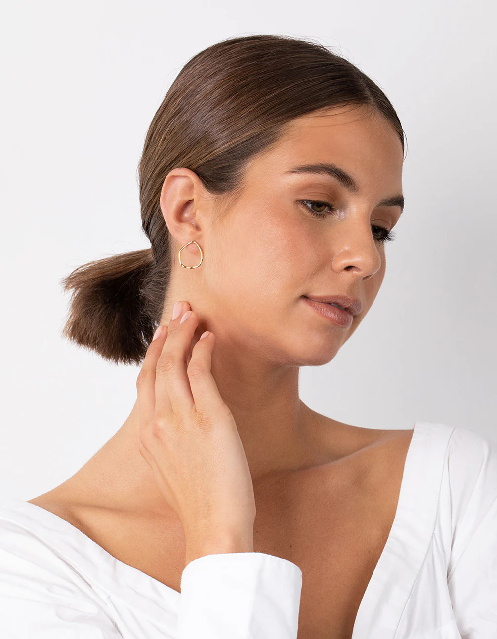 Gold Plated Sterling Silver Organic Circle Earrings - Image 5