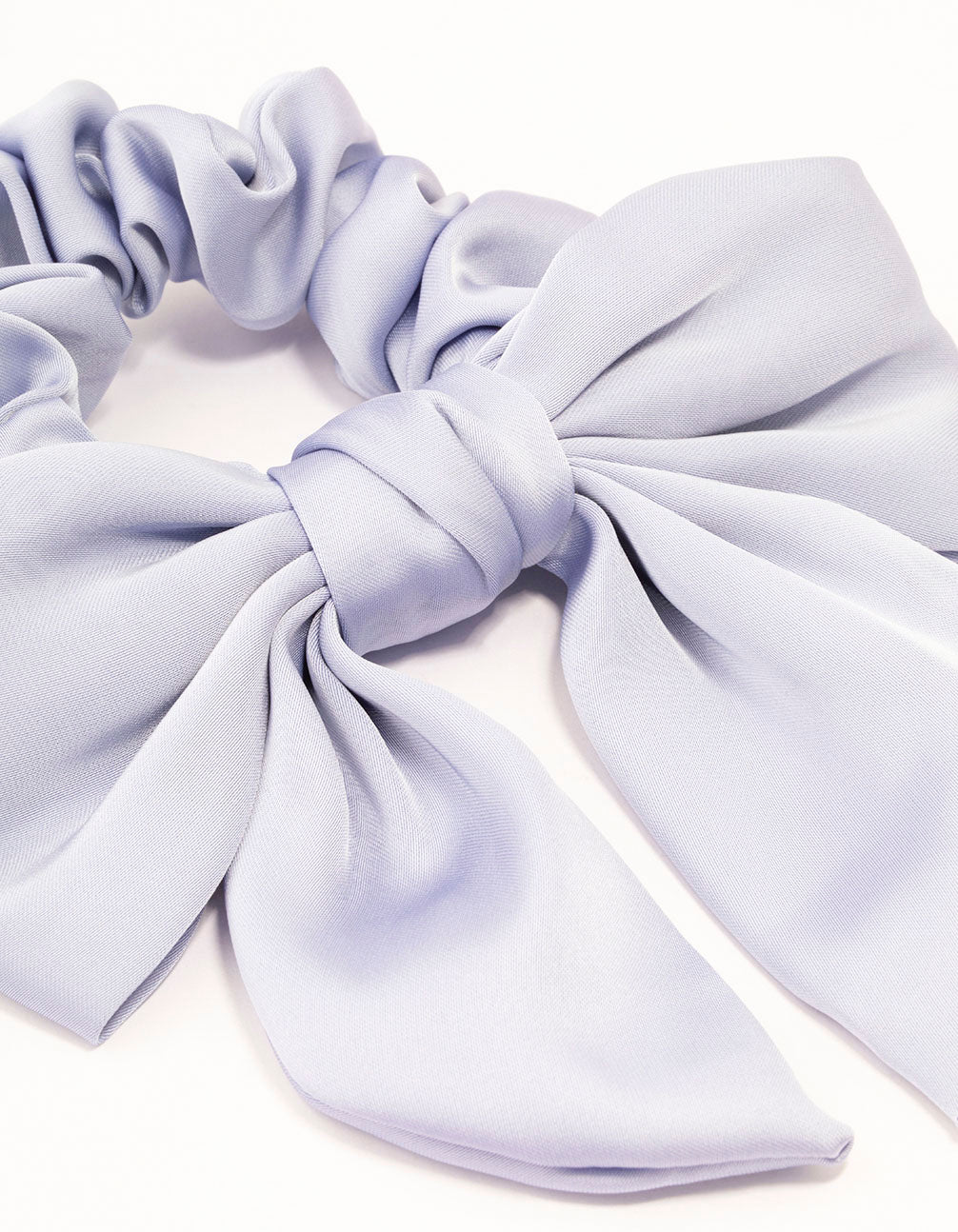 Blue Satin Bow Hair Scrunchie - Image 2