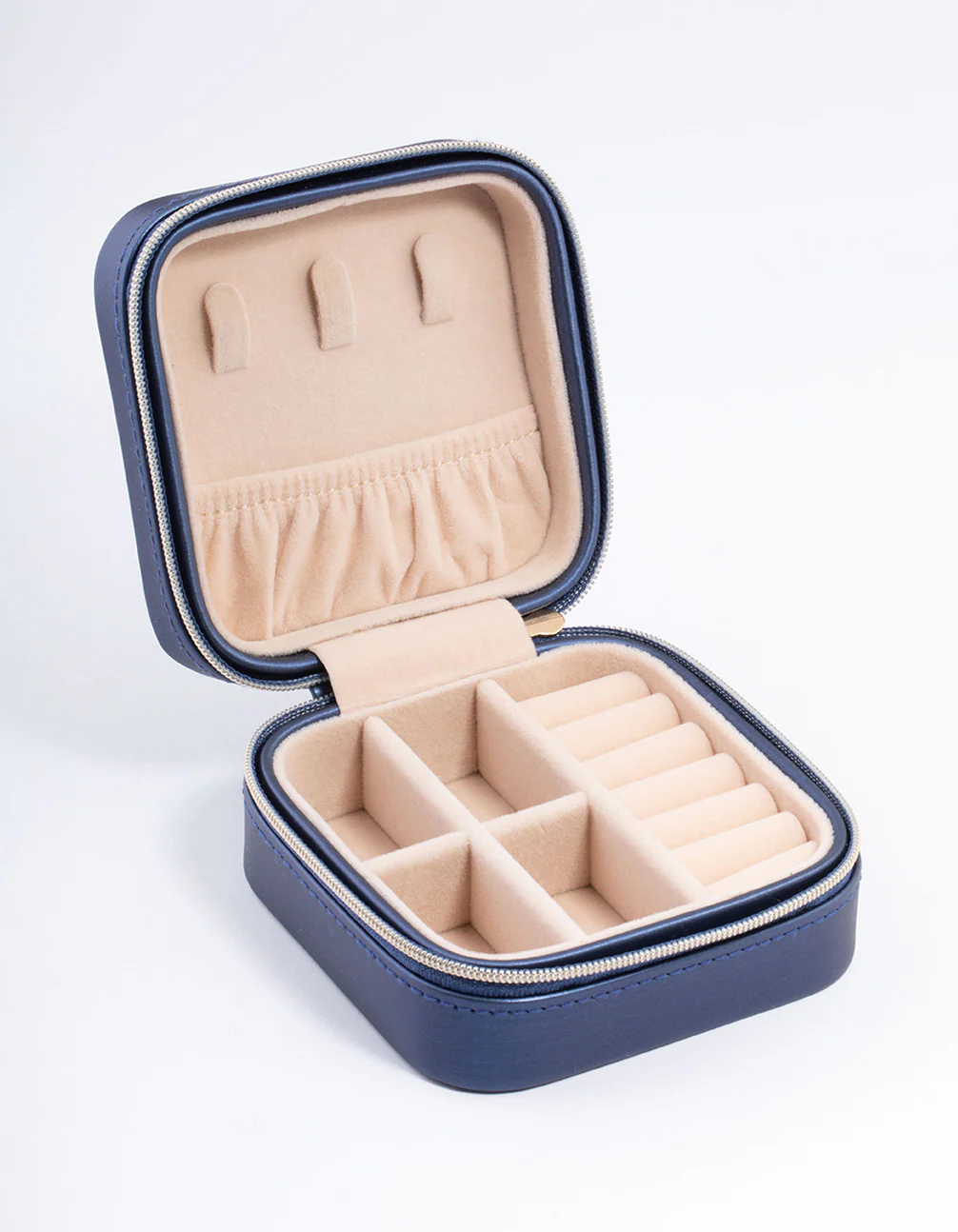Navy Faux Leather Compact Jewellery Box - Image 2
