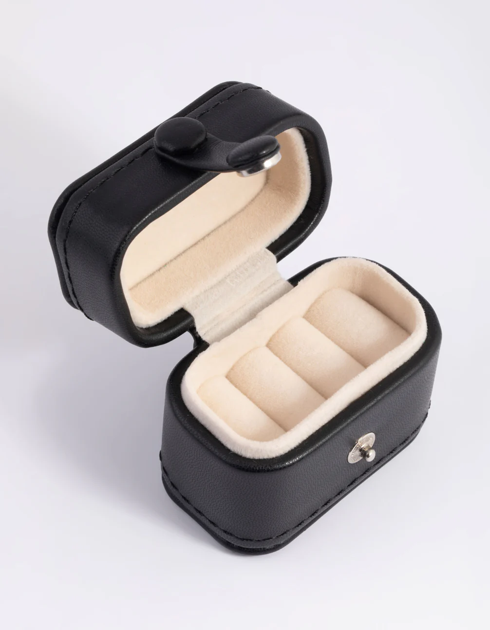 Small Black Faux Leather Ring Box - Image 2