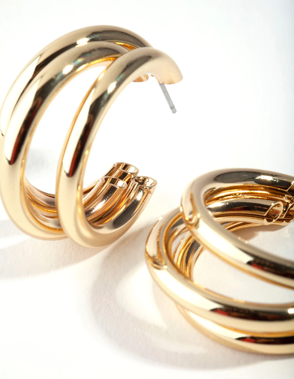 Gold 3-Row Hoop Earrings - Image 3