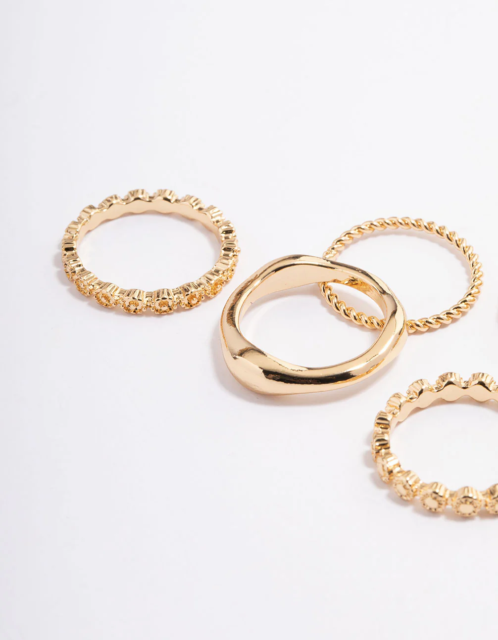 Gold Plated Molten Mixed Ring 5-Pack - Image 5