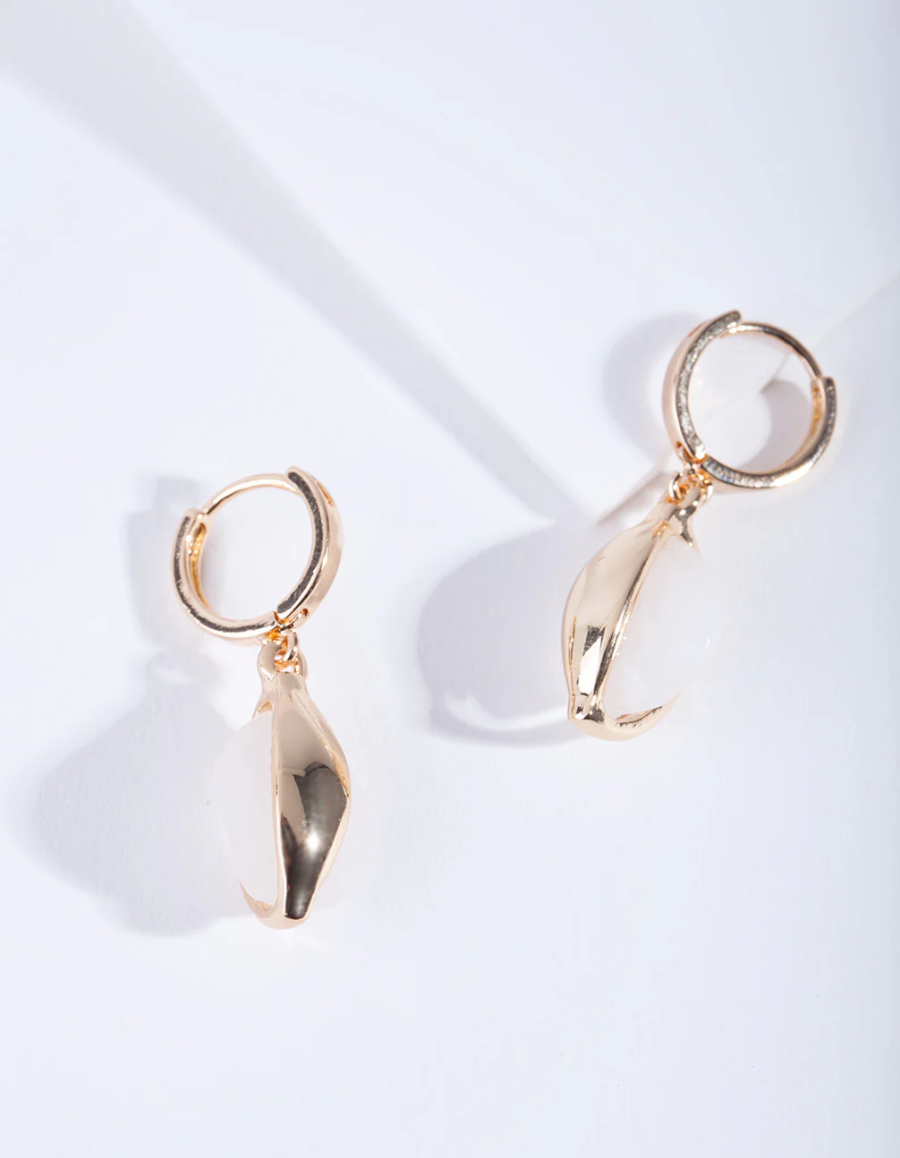 Gold Plated Moonstone Huggie Earrings - Image 4