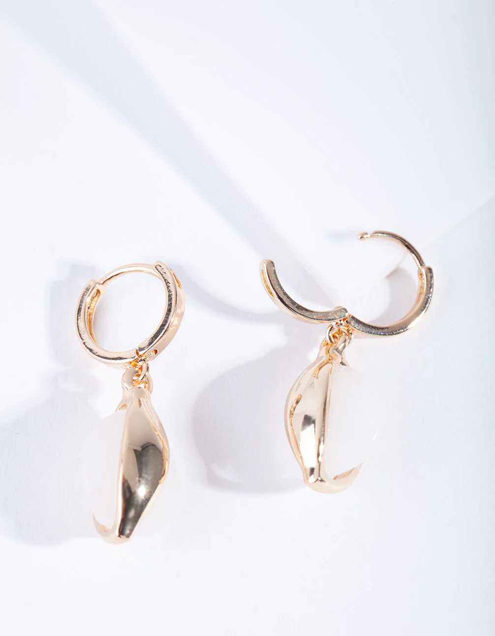Gold Plated Moonstone Huggie Earrings - Image 5