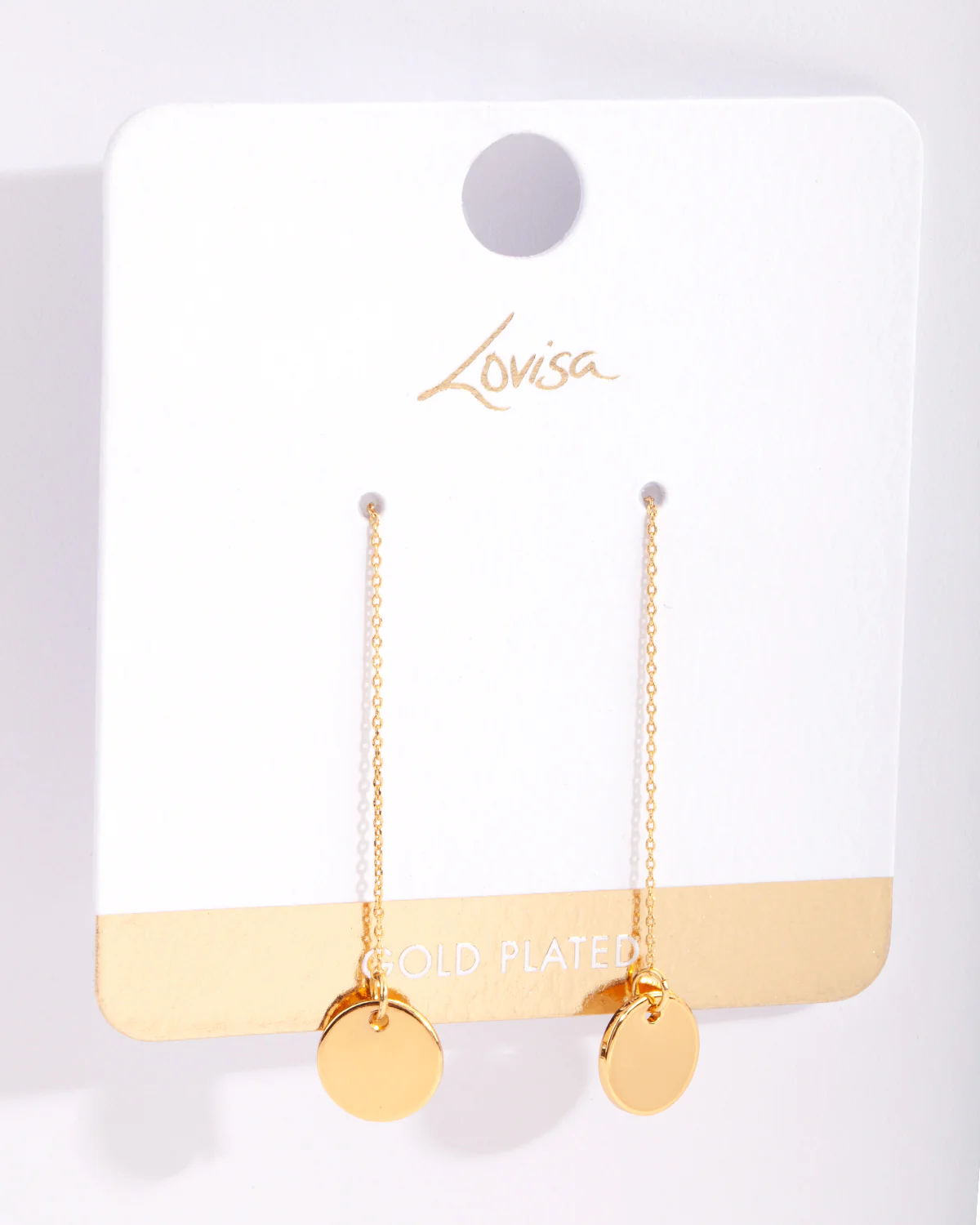 Gold Plated Plain Disc Thread Through Earrings