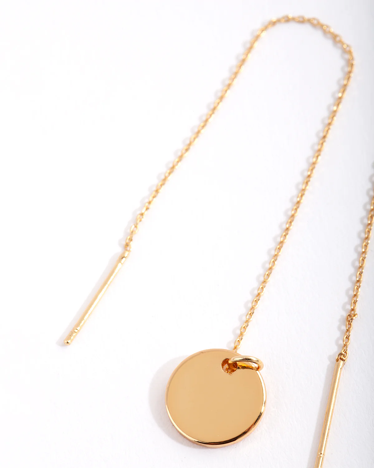 Gold Plated Plain Disc Thread Through Earrings - Image 5
