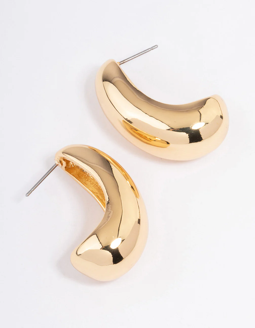 Gold Plated Small Chunky Drop Earrings - Image 3