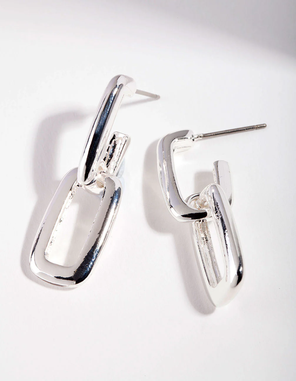 Silver Plated Chain Link Earrings - Image 2