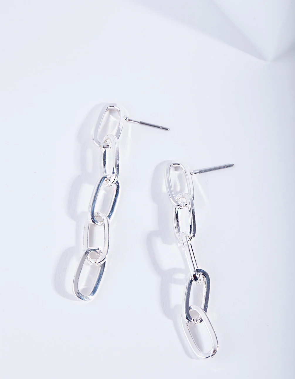 Silver Plated Fine Link Drop Earrings