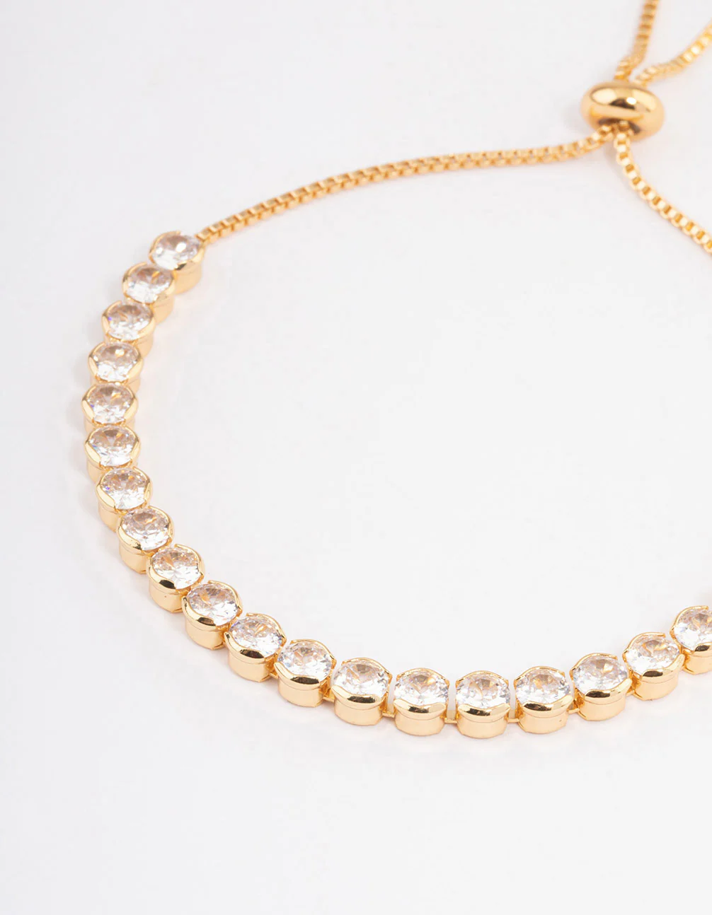 Gold Plated Round Cubic Zirconia Toggle Tennis Bracelet - Image 2
