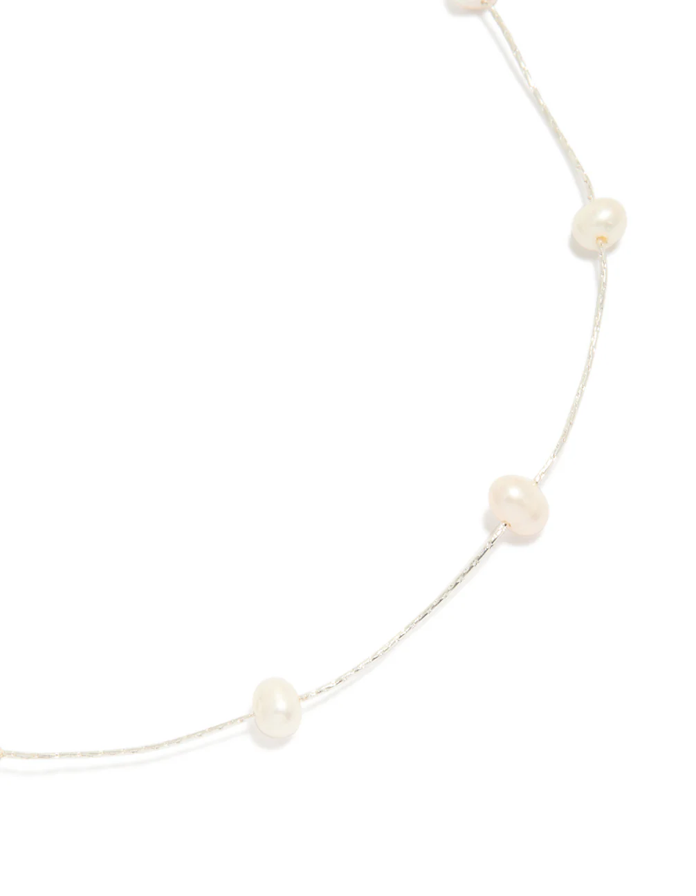 Silver Plated Freshwater Pearl Dotted Fine Necklace - Image 2